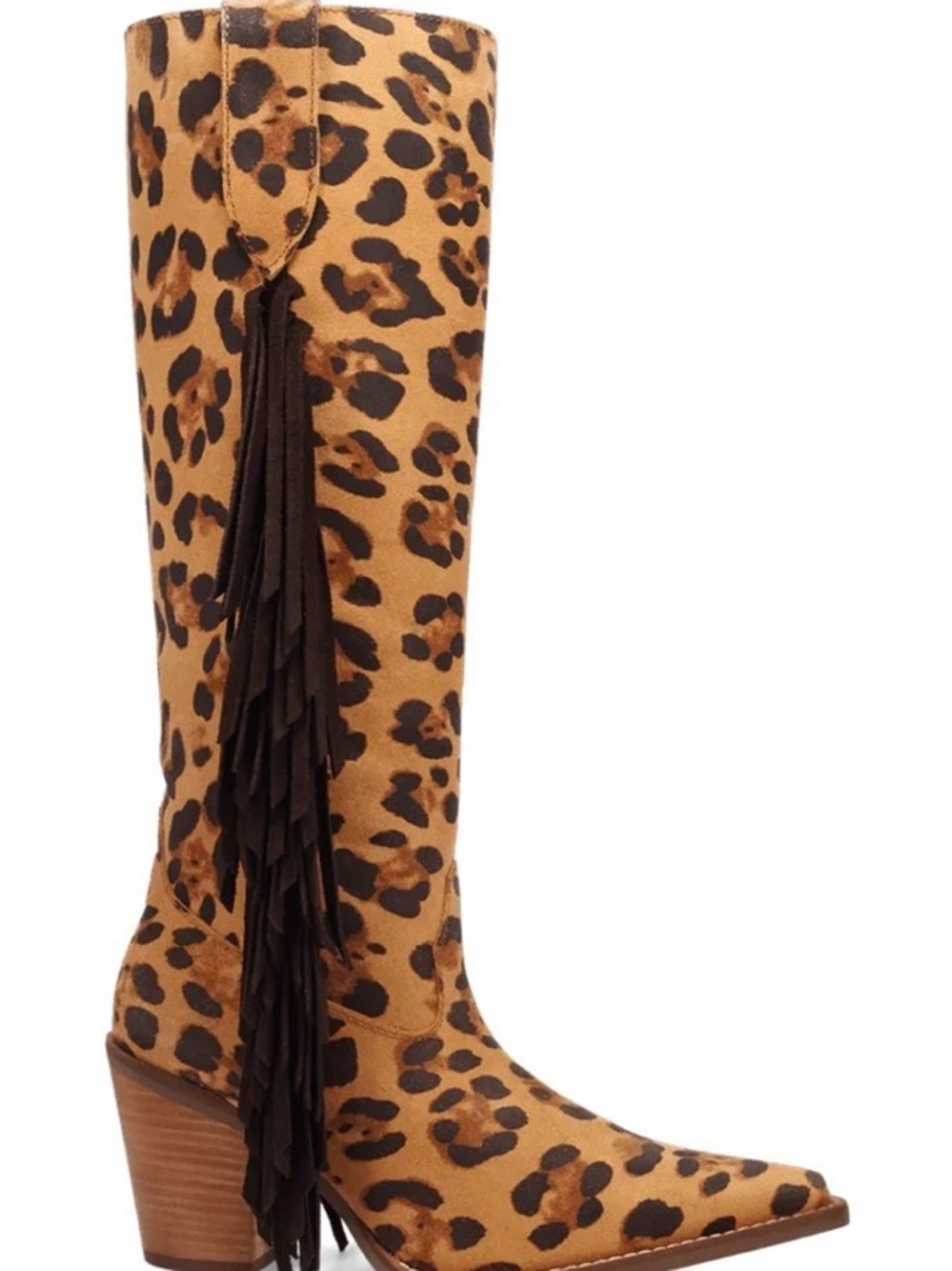 Dingo Leopard Print Fringe Cowgirl Western Boot - Picture 3 of 12